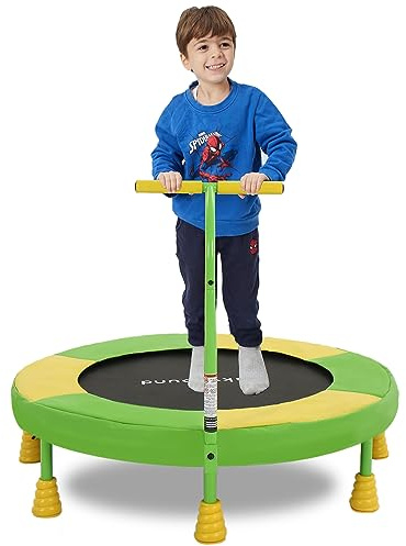 SkyBound 36 Inch Indoor Trampoline for Kids - Kid Trampolines with Handle - Toddler Tranpoline with Upgraded 2.0mm Steel Pipe and Handlebar - Mini Indoor Trampoline for Kids Age 3 and Above
