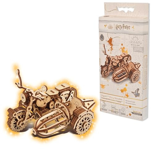 UGEARS Hagrid's Flying Motorbike™ Puzzle 3D – Kit de modèle en Bois pour Adultes à Construire – Kit de Fabrication de Moto mécanique – Puzzle 3D véhicule en Bois – Collection Harry Potter
