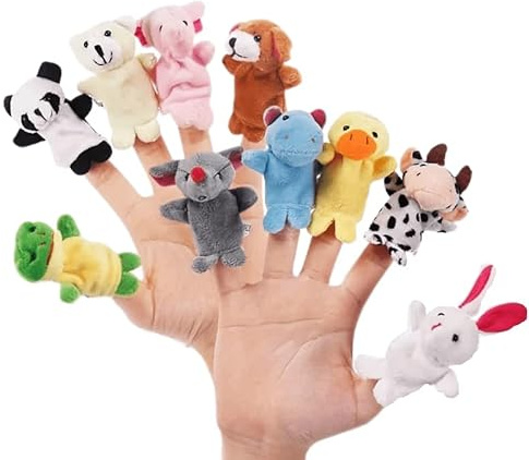 PLAYZOCO Marionetas Dedos Peluche Animales, Juego de títeres de Dedo de Animales, Juguetes Educativos, Marionetas Animales, Títere de Dedo, Finger Puppet, Material Felpa, 10 Unidades, Animales