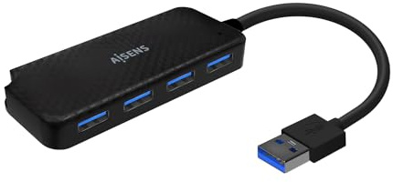 AISENS - A106-0713 - Hub USB 3.0, Tipo A/M-4Xtipo A/H, Negro, 15Cm