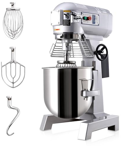 CREWORKS Commercial Food Mixer with Dough Hook 15L 600W Stainless Steel Stand Mixer Pizza Bakery Multifunction Blender 3 Speed Electric Dough Mixer for Bread Cake Hook Beater Whip