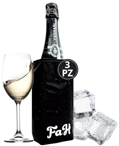 FAH - Kit 3 Refrigeratori per Bottiglie di Vino e Spumante in Gel, 37x17,5 cm, Raffredda e Mantiene la Temperatura di Bottiglie di Vino, Champagne e Birra, Ideale per Cene, Picnic e Gite