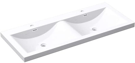 Mai & Mai Lavabo encastré double 120 x 48 x 12 cm, lavabo en marbre fondu