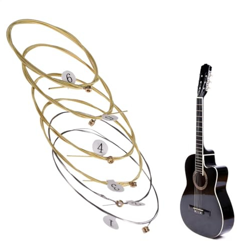 Generisch 6 Stück Gitarrensaiten Set, Saiten Für Akustikgitarre, Saiten Für Folk-Gitarre, Saiten Für Klassische Gitarre, Medium
