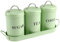 Xbopetda Tea Coffee Sugar Canisters, 3 Piece of Metal Food Storage Tin, Kitchen Canister Set with Metal Tray, Dry Food Storage Containers for Tea Coffee & Sugar-Green
