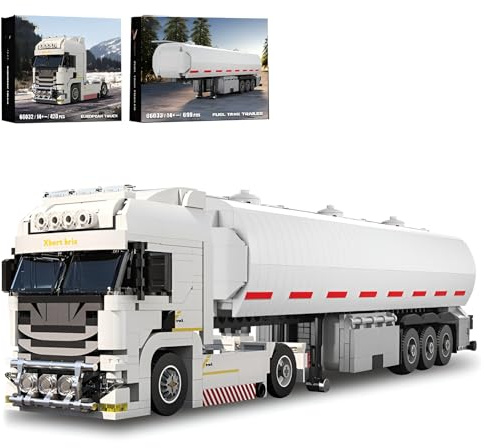 Schwere Lastwagen Bausteine Bausatz, 1120Teile Technik Treibstofftank Anhänger Europäische Lastwagen Modell Spielzeug, Sammlerauto Klemmbausteine Kit, Ideen Geschenke für Jungen Teens Erwachsene