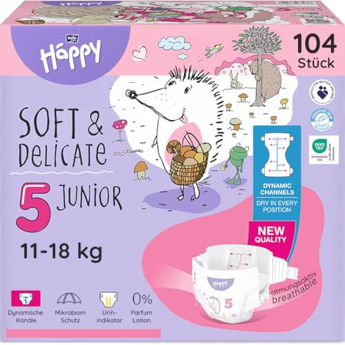 bella baby Happy Windeln soft & delicate Größe 5 Junior 11-18 kg 104 Stück Einweg Vorratspack