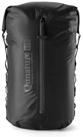 Qunature Bolsa Impermeable para Manillar de Bicicleta, Bolsa de Almacenamiento Ultraligera con Sistema de Compresión para Camping Senderismo Viajes, Negro L