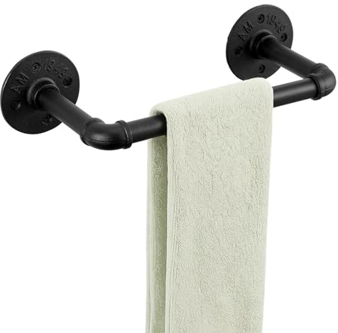 34 CM Wall Mounted Clothes Rail Wall Mount DIY Industrial Pipe Clothes Bar Rack Decor Bathroom Hardware Towel Bar Accessory for Bathroom Handrail Towel Rack Holder Hanger 1PCS