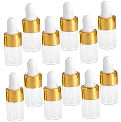 Happyyami 30pcs Liquid Dropper Bottles Glass Essential Oil Containers for Travel Sample Oil Dispenser Bottles Stoppers