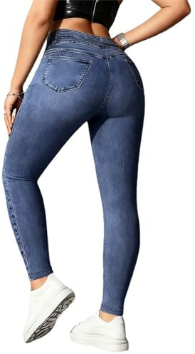Gellmall Jeggings taille haute pour femme - Aspect jean élastique - Pantalon long skinny - Pantalon de yoga - Pantalon de fitness - S-XL, bleu, M