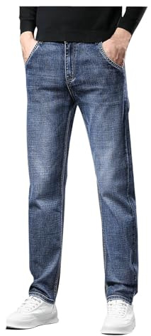 Generico Jeans Uomo Slim Fit Imbottiti Jeans Slim Elasticizzati Pantaloni a Tubo in Vita Media Ideale per Business e Contesto Professionale Pantaloni Stile Classico Durevoli e Anti Macchia