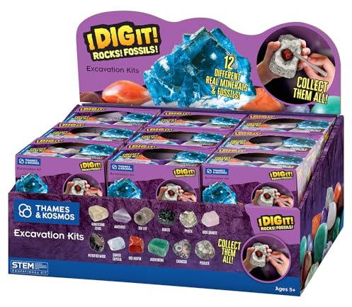 Thames & Kosmos I Dig It! Rocks & Fossils Excavation Gift Set | 18 Dig-Out Kits in Individual Gift Boxes, Great for Party Favors, Stocking Stuffers, Easter Baskets, Ages 5+