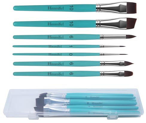 Himmlfel pennelli facciale per pittura, 7 pezzi pennelli per trucco per acrilico, acquerello, guazzo, pennelli artistici per cosplay, halloween, viso, pittura a tempera,nail art (Blu lago)