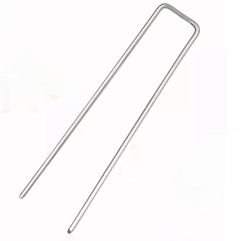ZAWELIYO 50 Clavos para Césped Tipo U, Estacas de Jardín de Acero Galvanizado con Tratamiento Biselado Inferior de Aguja, para Asegurar Cercas, Barrera contra Malezas, Tela de
