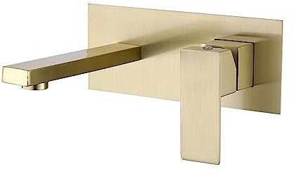 Rubinetto per lavandino del Bagno con Montaggio a Parete, Acciaio Inossidabile, Rubinetto per Acqua Calda e Fredda con Doppio Foro a Parete, Rubinetto per lavandino del Bagno con Maniglia Singola,