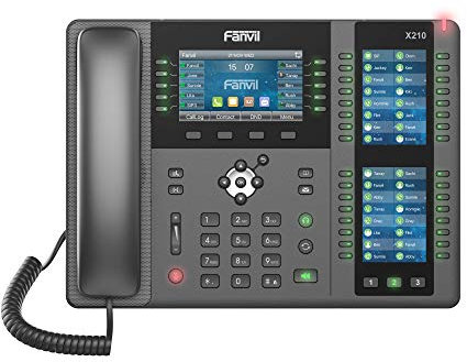 Fanvil X210 Teléfono VoIP, pantalla color 4,3, dos pantallas color 3.5 laterales, 20 líneas SIP, adaptador AC no incluido