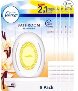 Febreze Bathroom Air Freshener, Vanilla, 8 Pack – Long-Lasting Freshness