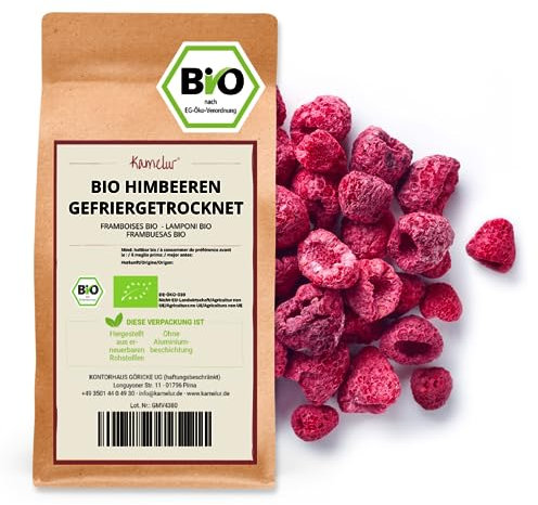 Kamelur framboises lyophilisées BIO - fruits entiers séchés BIO, sans additifs - dans un emballage biodégradable - 500g