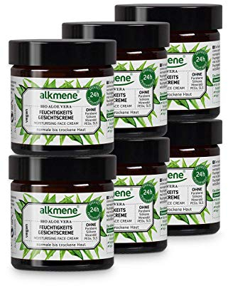 alkmene Gesichtscreme mit Bio Aloe Vera - Tagescreme für normale bis trockene Haut - vegane Gesichtscreme ohne Silikone, Parabene, Mineralöl, PEGs, SLS & SLES im 6er Pack (6x 50 ml)