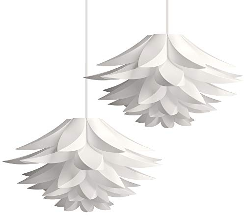 kwmobile Puzzle Pendant Lamp Shade (Pack of 2) - Lotus Flower DIY Lampshade Kit for Hanging Ceiling Light or Floor Lamp - Diameter 20 (50cm) - White