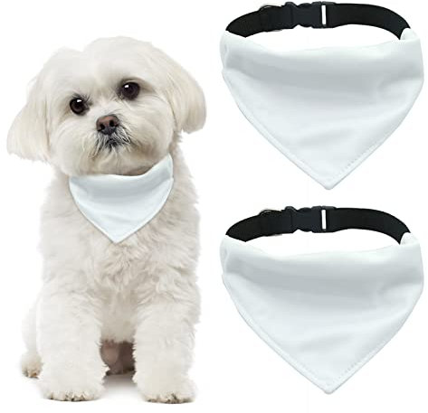 HACRAHO Hundehalstuch Mit Verstellbarer Schnalle, 2 PCS Hund Sublimation Doppelseitiges Leeres Hundehalstuch Mit D-Ring Verstellbares Hundehalstuch Mit Schnellverschluss-Schnalle, M