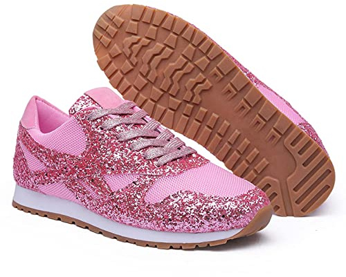 Glitter Basket Sneakers Femmes pour Lacets Chaussures de Tennis Running Chaussures Rose 42
