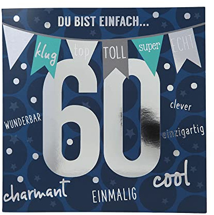 Depesche 11515-047 Födelsedagskort Nummerkort till 60-årsdagen med musik, raffinerat vikbart kort med originell inre text, inklusive kuvert, format 15,5 x 15,5 cm