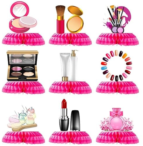 9Pcs SPA Tischdeko Mädchen SPA Honeycomb Dekoration für 3D Make up Theme Girl Birthday Party Tischaufsätze Supply