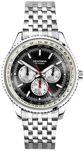 Sekonda Maverick Herren-Quarzuhr mit Analoganzeige, 43 mm, Armband