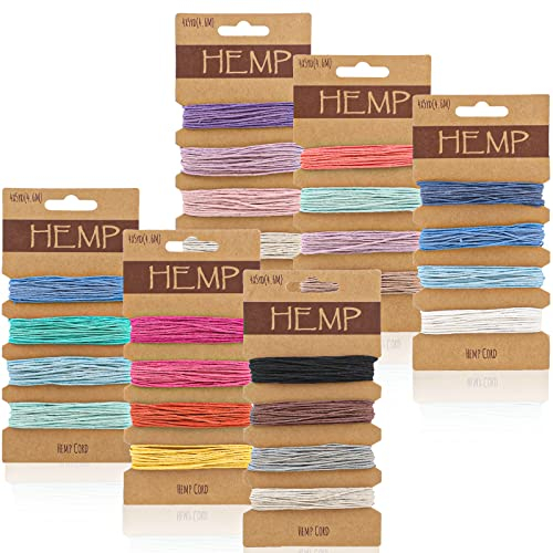 Makramee Garn 1mm, 24 Farben Band für Armbänder, Hanf, Faden für Armbänder Knüpfen Schmuckherstellung(5 Yard ×24)…