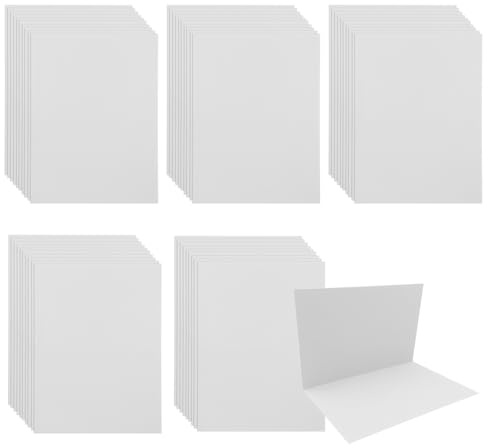 WYAN 50 Pezzi 20 * 15cm/10 * 15cm Vuota Bianca,Carte Pieghevoli Bianche,per Disegnare Scrivere Stampare Cartoline Biglietti Auguri Fai da te(Beige)
