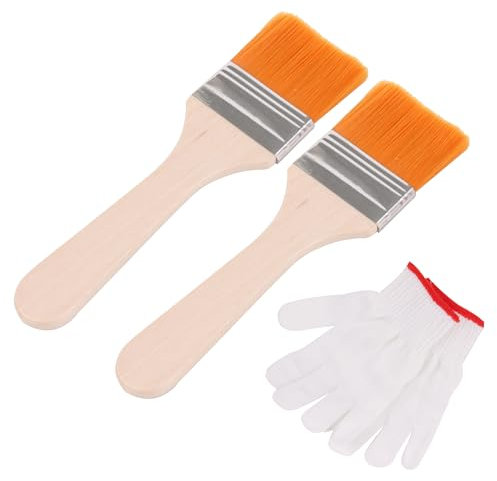 Fleckenpinsel mit dünnem Holzgriff, 4,7 cm Breite und weiße Nylon-Fäustlinge, 2 Stück