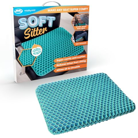 JML Soft Sitter Honeycomb Cushion - Gel Seat Cushion for Support and Flexibility, Home, Office, Gaming and Car Seat Pads - Lightweight, Durable, Breathable for All-Day Comfort and Posture, Aqua Green