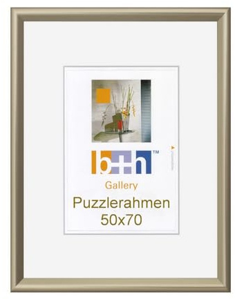 OSLO MasterLine Bilderrahmen Kunststoff 50 x 70 cm gold matt - messing Echtglas Puzzlerahmen Portraitrahmen