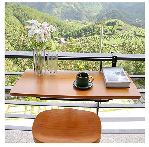 JXIPANUL Balkon-Stehtisch für Geländer, Balkon-Hängetisch, Terrasse, Balkon-Hängetisch, Klapptisch, wasserdichter Holz-Hänge-Balkontisch, hängender Klapp-Geländer für Terrasse, Garten, Balk