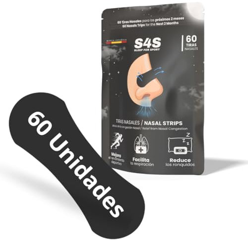 S4S | 60 Bandes Nasales Sport | Respiration Optimale Pendant l’Exercice | Soulage la Congestion | Améliore les Performances | Strips Nez Idéals pour le Sport et l’Endurance