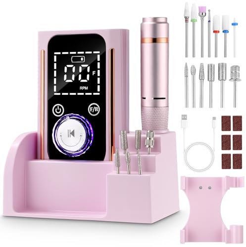 Ponceuse pour Ongles Professionnel, 45000Rpm Lime Electrique Ongle, 13 en 1 Ponceuse Manucure, Ponceuse Ongle Semi Permanent, Ponceuse Ongle Portable pour Polissage, Callosités, Pedicure