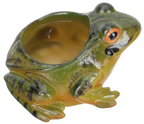 Kichvoe Figura Decorativa de Rana Realista de Cerámica para Macetas Suculentas, Contenedor para Plantas Pequeñas, Decoración de Jardín y Balcón, Adorno Familiar Resistente Intemperie