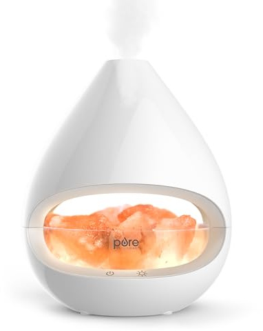 Pure Enrichment PureGlow Crystal - 2-in-1 Himalayan Salt Lamp & Ultrasonic Essential Oil Diffuser, Original Salt Therapy Lamp, 100% Pure Himalayan Salt, Ambient Glow, 160 mL 16-Hour Tank (White)