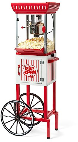 Nostalgia Popcorn Maker Machine - Professional Cart With 2.5 Oz Kettle Makes Up to 10 Cups - Vintage Popcorn Machine Movie Theater Style - Red & White
