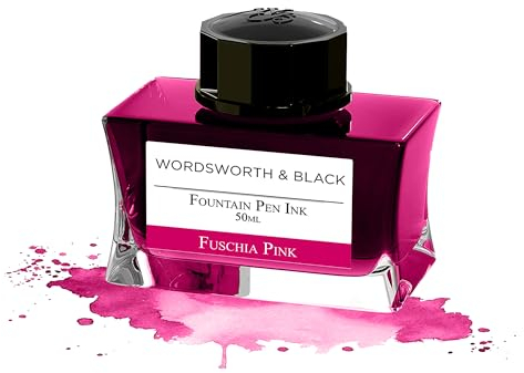 Wordsworth and Black Fountain Pen Ink Bottle (50 ml) Premium Luxury Edition, [Fuschia Pink] Fountain Pens Bottled Ink; Classic Designed Bottle Smooth Flow 50 ml