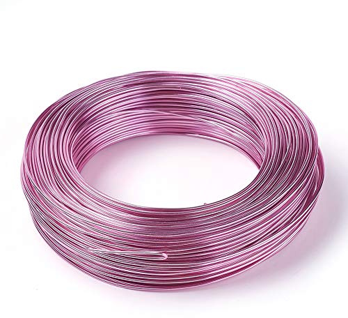 Cheriswelry 984 fot aluminiumtråd, 20 Gauge, böjbar metallhantverkstråd varm rosa för smyckestillverkning, dockor skelett gör-det-själv-hantverk