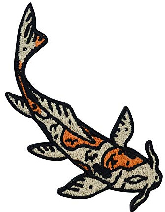 Finally Home Beiger Koi Fisch Patch zum Aufbügeln | Meer Fische Patches, Japan Bügelflicken, Stoff Flicken, Aufnäher für Jeansjacken und andere Kleidung