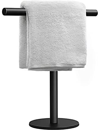 Hand Towel Holder Stand for Bathroom Vanity Countertop Matte Black T-Shape Towel Bar Rack Stand Towel Bar for Bathroom Kitchen