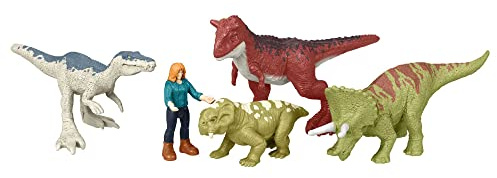 Jurassic World Dominion Mini Action Figure, set 5 giocattoli ispirati al film, personaggi che si reggono in piedi da soli, dettagli autentici, regalo da collezione e giocattolo, bambini 3+ Anni, GWP72