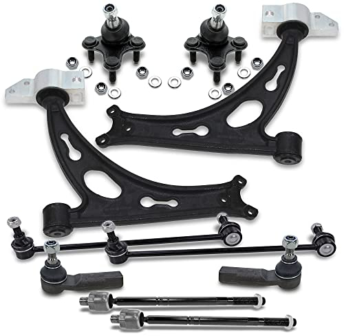 ATEC Germany 2x braccio di controllo asse anteriore inferiore sinistro e destro con giunto sferico, 2x asta di accoppiamento anteriore, 2x tirante/giunto assiale anteriore, 2x estremità del tirante
