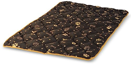 KING DOG Prestige Hundebett Hundematte Haltbare wasserdichte Hundematratze mit einem Muster aus goldenen Knochen in Braun (100x70cm)