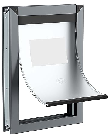 Aluminium-Hundetür für Innen- und Außentür, Hundetür mit zwei Schiebetüren, Hundetür für große Hunde, Haustiertür für Hunde bis zu 45 kg