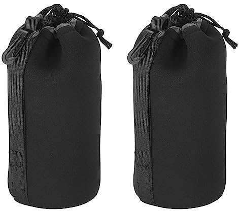 PATIKIL Kameralins Väska, 2st 3,5 IDx9.8H Dragsko Linslins Fodral med Tjocklek Neoprenskydd, Linsfall för DSLR Kamera Svart, Svart